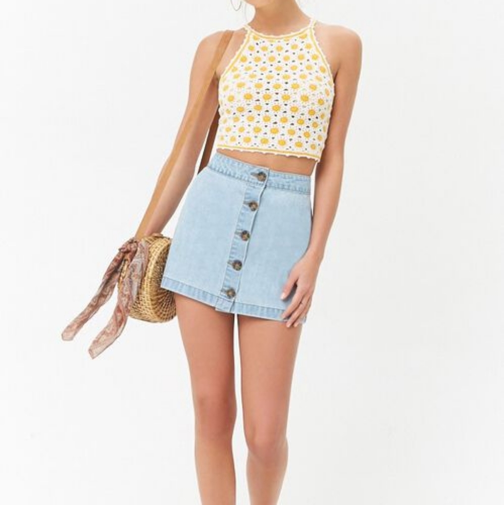 Forever 21 Button-Front Denim Mini Skirt